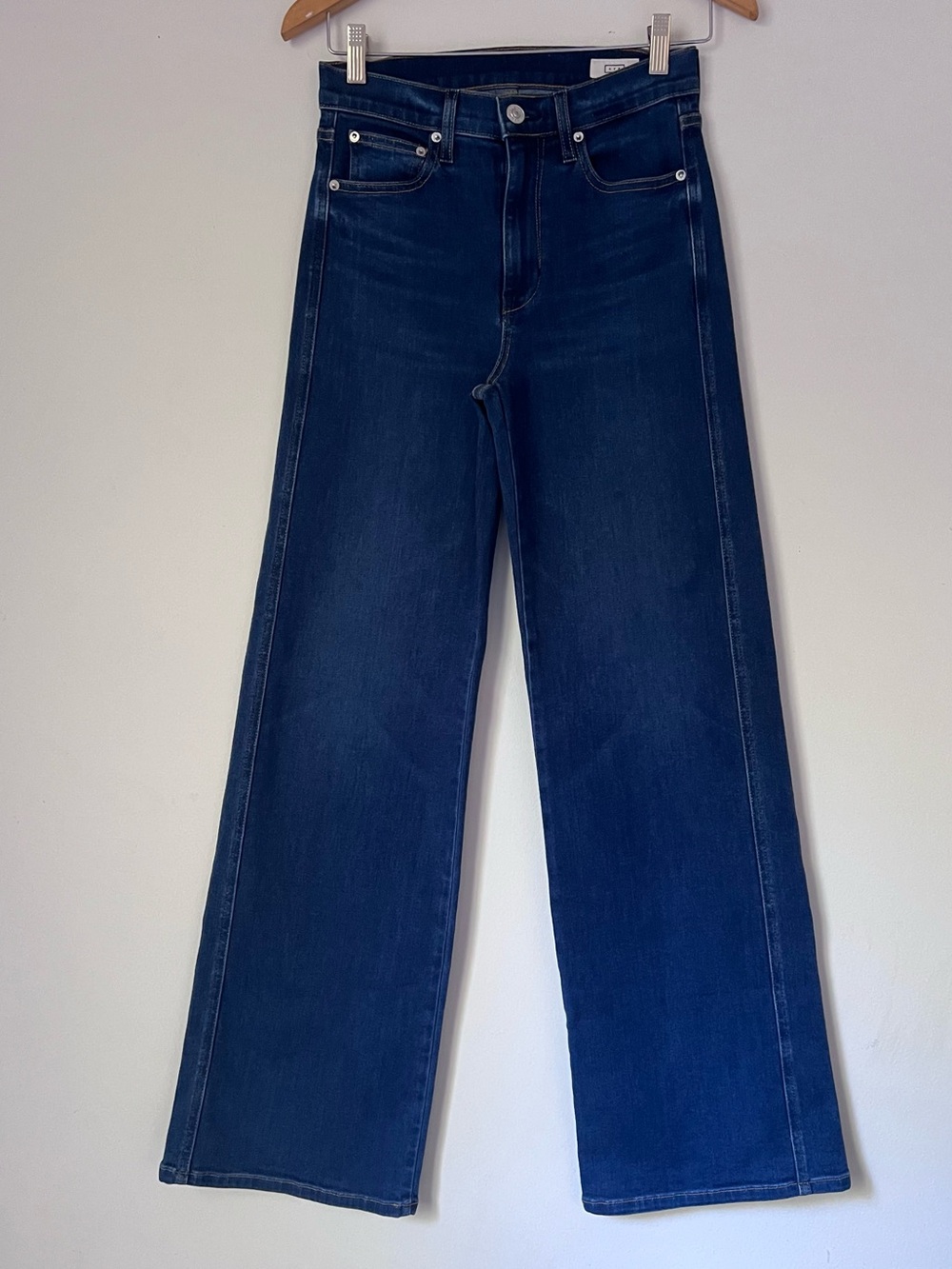 AYR The Dynamo High Rise Wide Leg Jeans Dark Blue Sayonara Wash Size 26 Stretch
